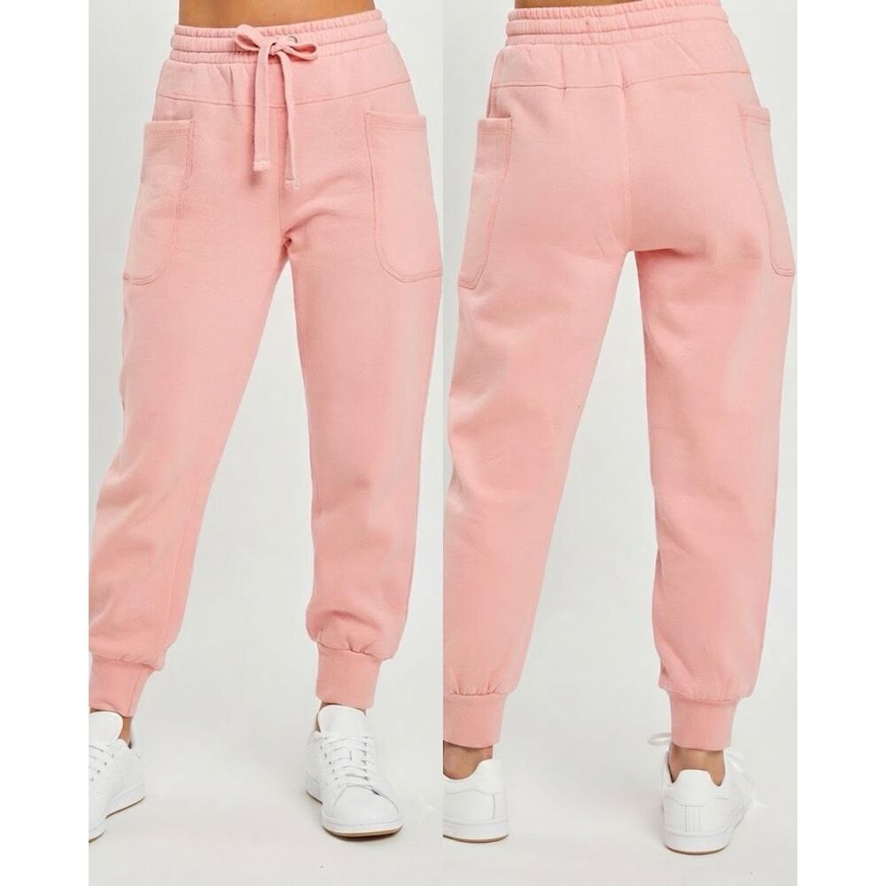 Risen Blush Pink High Rise Side Pocket Relaxed Fit Jogger Sweat-pant NWT